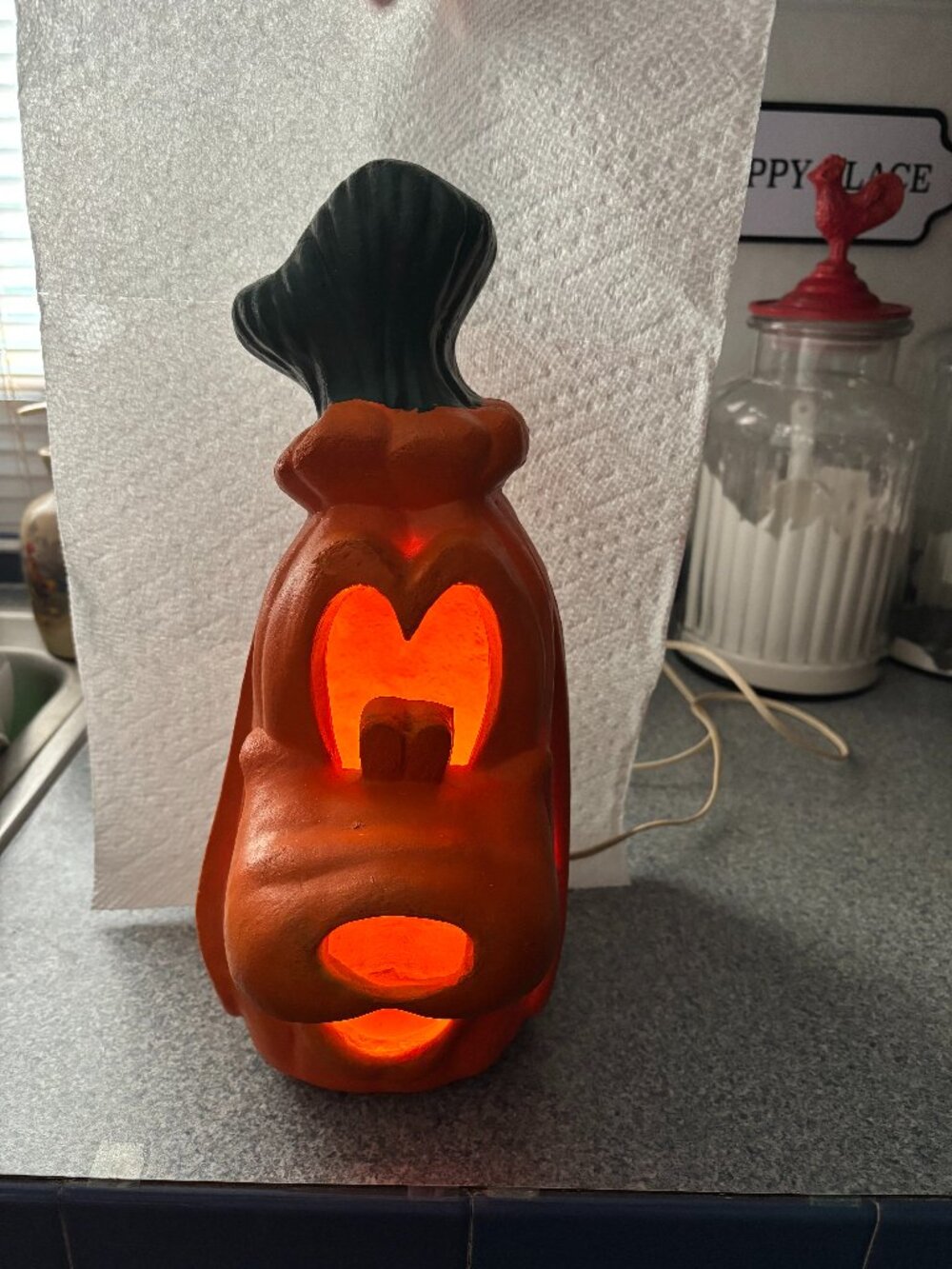 Vintage 1999 Disney Goofy Pumpkin Blow Mold Light